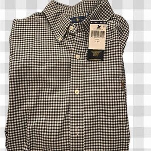 Ralph Lauren Men's Black and White Gingham Shirt